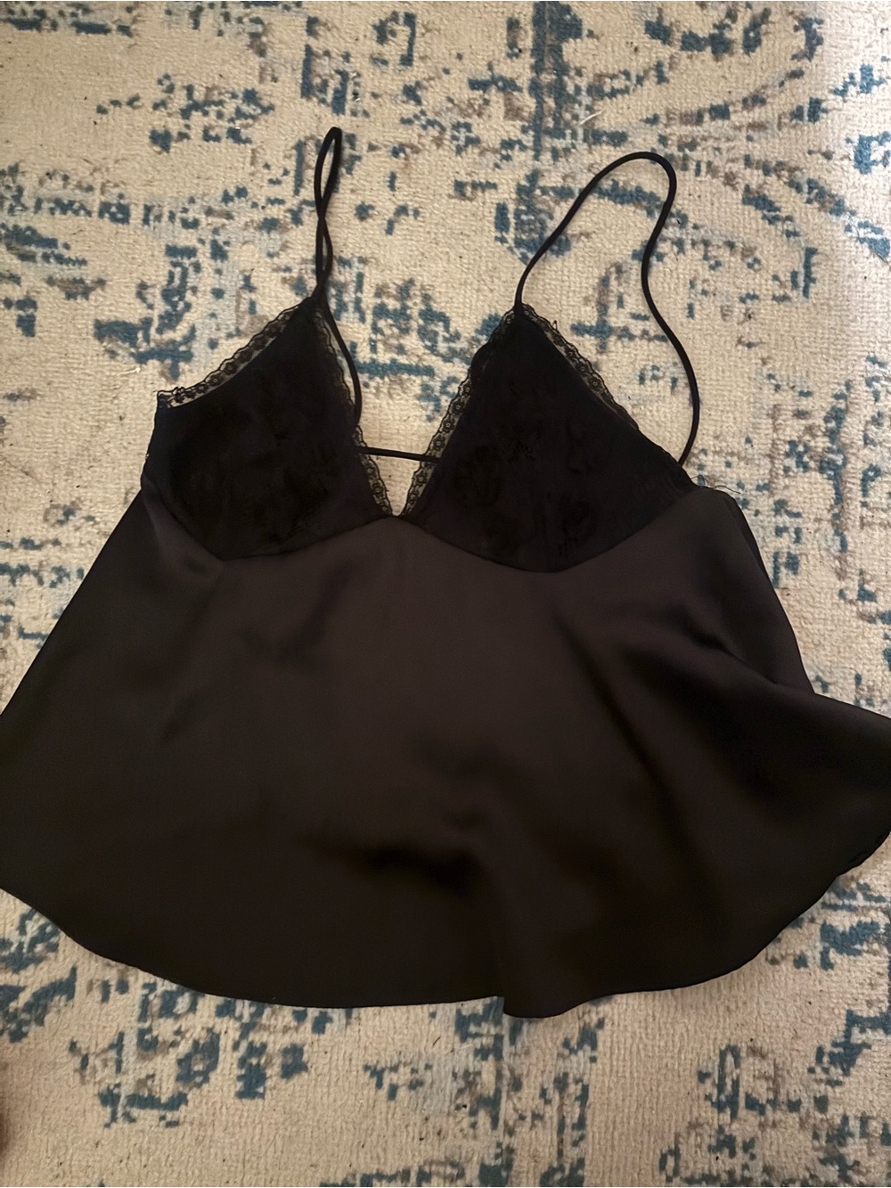 Zara Black Satin Camisole with Lace Cups